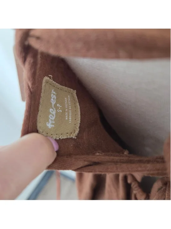 Free People Star Gaze mini dress Argan Oil brown witchy boho asymmetric small NW - Picture 7 of 10